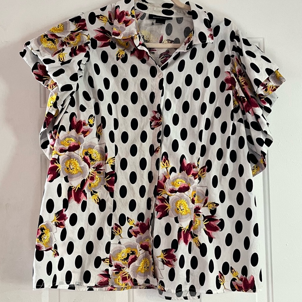 Polka dot floral blouse